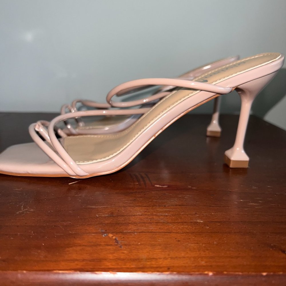 Women's Thong Heels Sandals Square Open Toe Strappy Heeled Sandal Slip - Picture 5 of 11